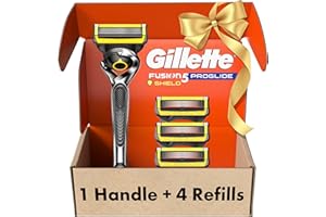 Gillette ProGlide Shield Men's Razor, 5 Bladed Razor, with Precision Trimmer, Comfortglide Lubrication, Glide and Comfort, Handle + 4 Blade Refills, Holiday Gifts for Men