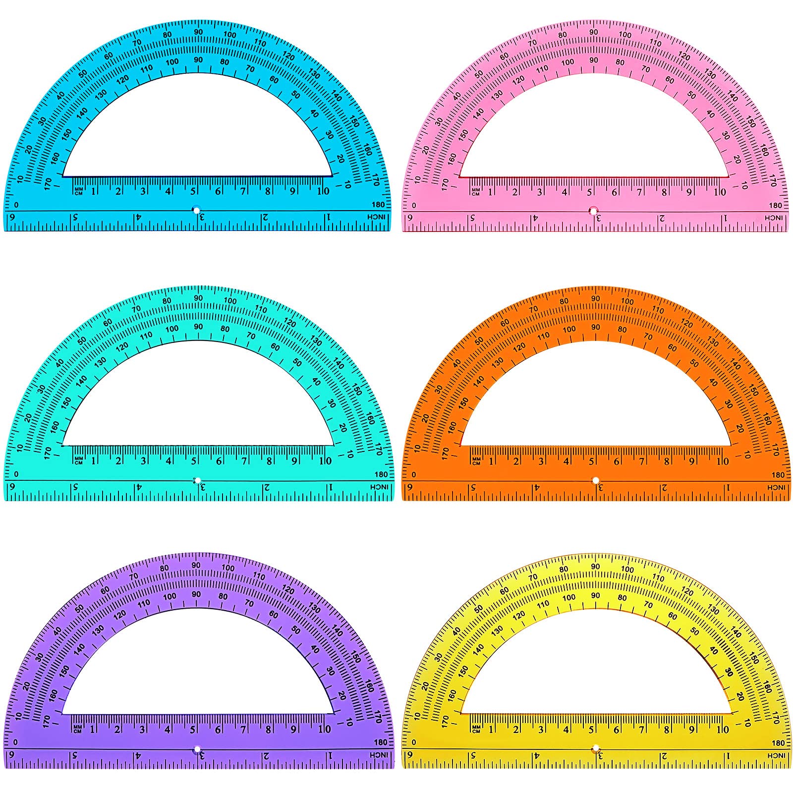 36 Pieces Math Protractors Bulk Plastic Protractors 180 Degrees 6 Inch Translucent Protractors for Geometry, Angle Measurement, Kids Students School Supplies