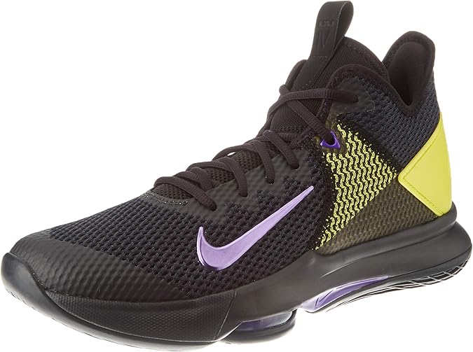 Nike Lebron Witness Iv, Men's Basketball Shoe, Black Voltage Purple Opti Yellow White Vivid 