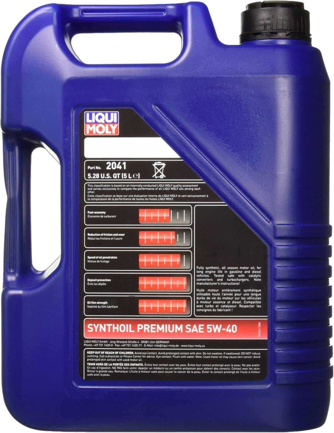 Liqui Moly 2041 Premium 5W-40 Synthetic Motor Oil