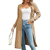Cakulo Womens Long Cardigans Cable Knit Chunky Cardigan Sweaters Open Front Fall Winter Fashion Outfits Coats 2025