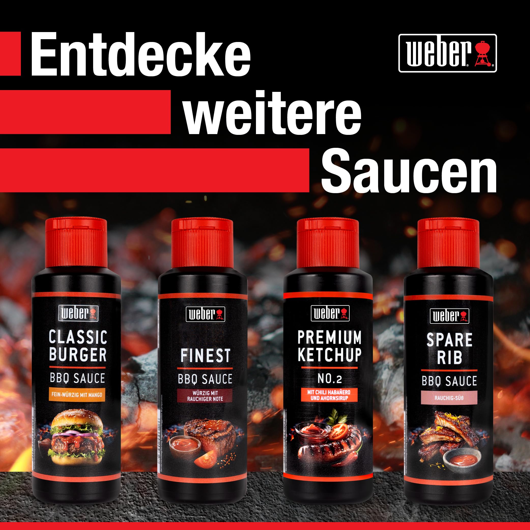 Weber Finest BBQ Sauce 300 ml - Rauchige Grillsauce für Rind, Lamm, Geflügel & Schwein - Intensiv würziger BBQ Geschmack - Grill Sauce Vegan, glutenfrei, laktosefrei, ohne Konservierungsstoffe 8