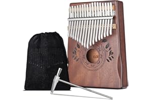 LEKATO Kalimba 17 Keys, Solid Wood Thumb Piano Portable Mbira Finger Piano Beginners C Key with Music Book, Tuning Hammer, Storage bag, Christmas Gift for Children/Teenagers/Music Lovers
