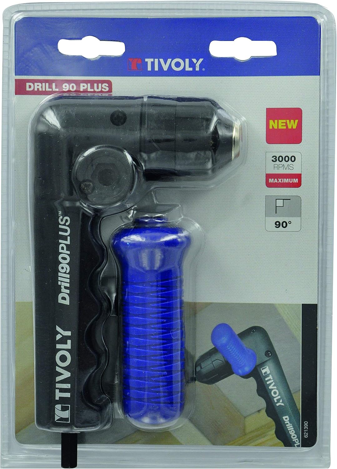 Tivoly1390 Drill90 Right Angle Drilling and Driving Power Drill Attachment, Blue