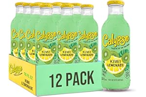 Calypso Lemonade, Kiwi Lemonade, Made with Real Fruit, 16 Fl Oz Glass Bottles (Pack of 12)