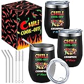 Didaey 3 Pcs Chili Cook off Prizes 1st 2nd 3rd Place Trophies Cups 12 oz Stainless Steel Insulated Tumbler with Lids Straws Brush and Gift Boxes for Chili Cookoff Events Christmas Cook Lovers Gift