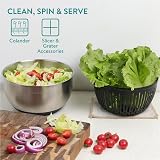 Navaris Salad Spinner with Lid Stainless Steel 5 Discs Colander Drying view 5