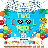 Balterever Two Cool Pool Birthday Party Decorations - 54 Pcs, Blue, Green, Red, Yellow - Pool Party Decor Set - 2nd Birthday, Summer Party - Unisex Children