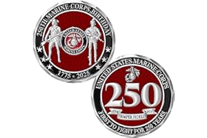 MILITARY GIFT SHOP USMC 250th Marine Corps Birthday Challenge Coin – 2 Inch Commemorative Coin – United States Marine Corps 1775-2025 Anniversary – Limited Edition Marines Coin Gift