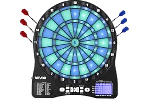 VEVOR Electronic Dart Board, LED-Illuminated Target Dartboard with 48 Games & 500+ Variations, Includes 6 Dart Shafts with Fl