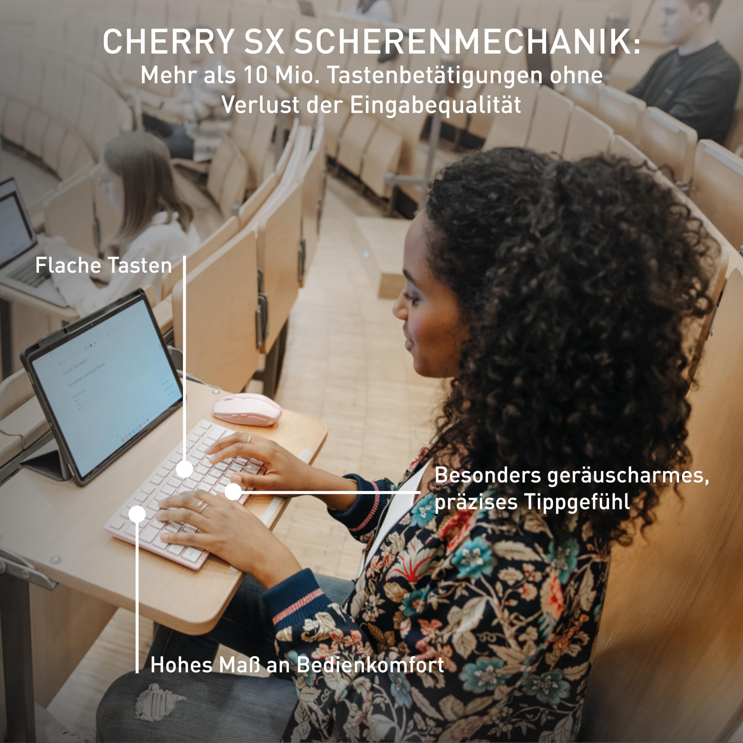 CHERRY KW 7100 MINI BT, Kompakte Multi-Device-Tastatur mit 3 Bluetooth-Kanälen, Deutsches Layout (QWERTZ), Flaches Design, inkl. Transporttasche, Agave Green 3