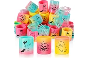 CLEVERZONE 36 Packs Spring Rainbow Magic Fidget Stress Coil Mini Springs Bulk Toys Party Favor Birthday Carnival Prize Goodie Bag Stuffers For Kids Boys Girls (Halloween)