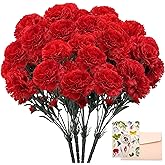 SNAIL GARDEN 28 Large Blooms Artificial Carnations Bulk with 28 Mini Blooms, Red Carnations Artificial Flowers with Leaves,Silk Carnation for Mother’s Day, Wedding, Home Decor