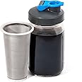 County Line Kitchen - Cold Brew Mason Jar iced Coffee Maker, Durable Glass, Heavy Duty Stainless Steel Filter, Flip Cap Stand