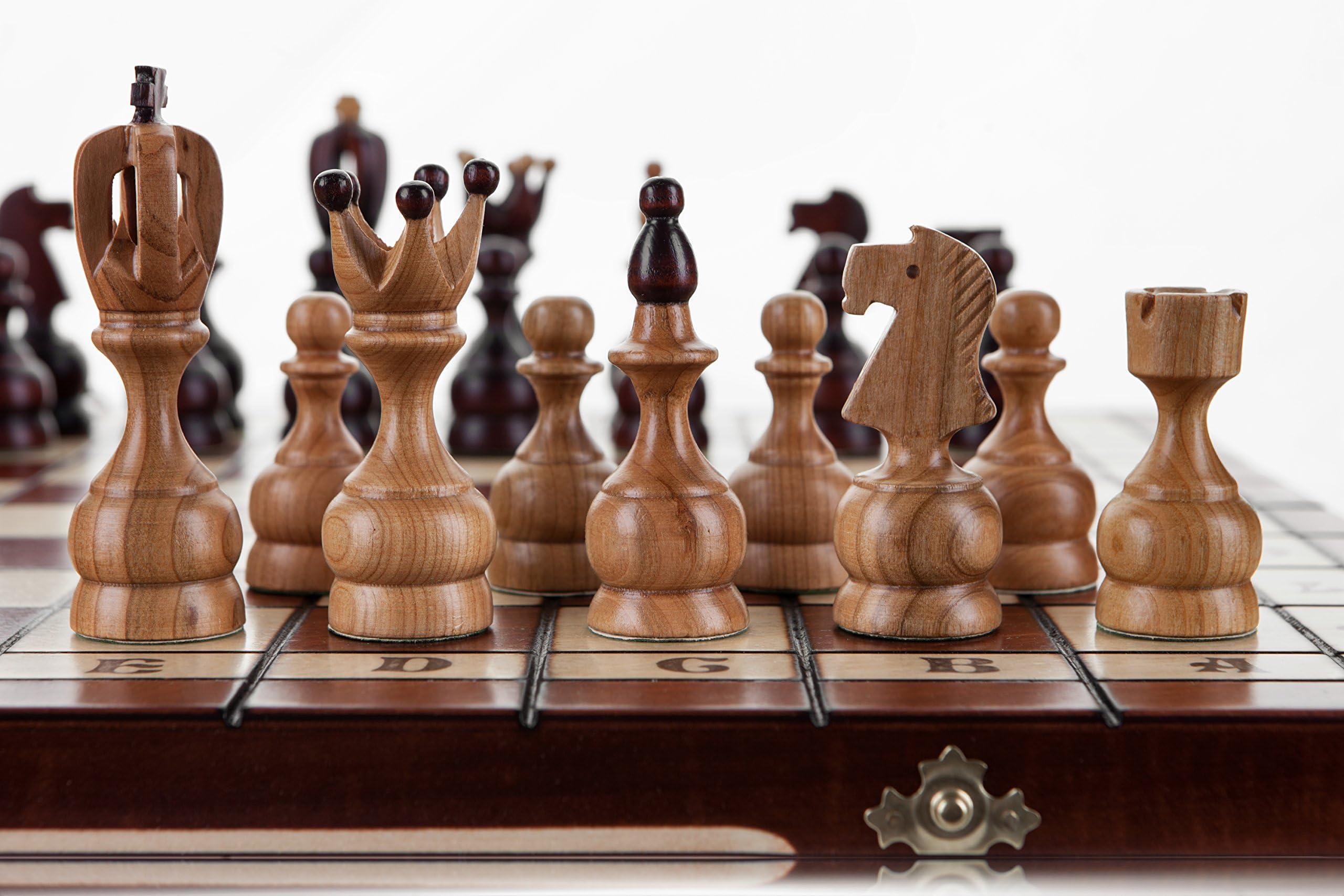 ROYAL - Large 48cm / 18.9in Handcrafted Wooden Chess Set Cherry Tree