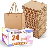CLRBEATTY 24 Pcs Extra Small Gift Bags, 3.9 x 4.7 x 2.4 Inch Mini Kraft Paper Gift Bags with Handles for Wedding, Birthday, Baby Shower, Party Favors