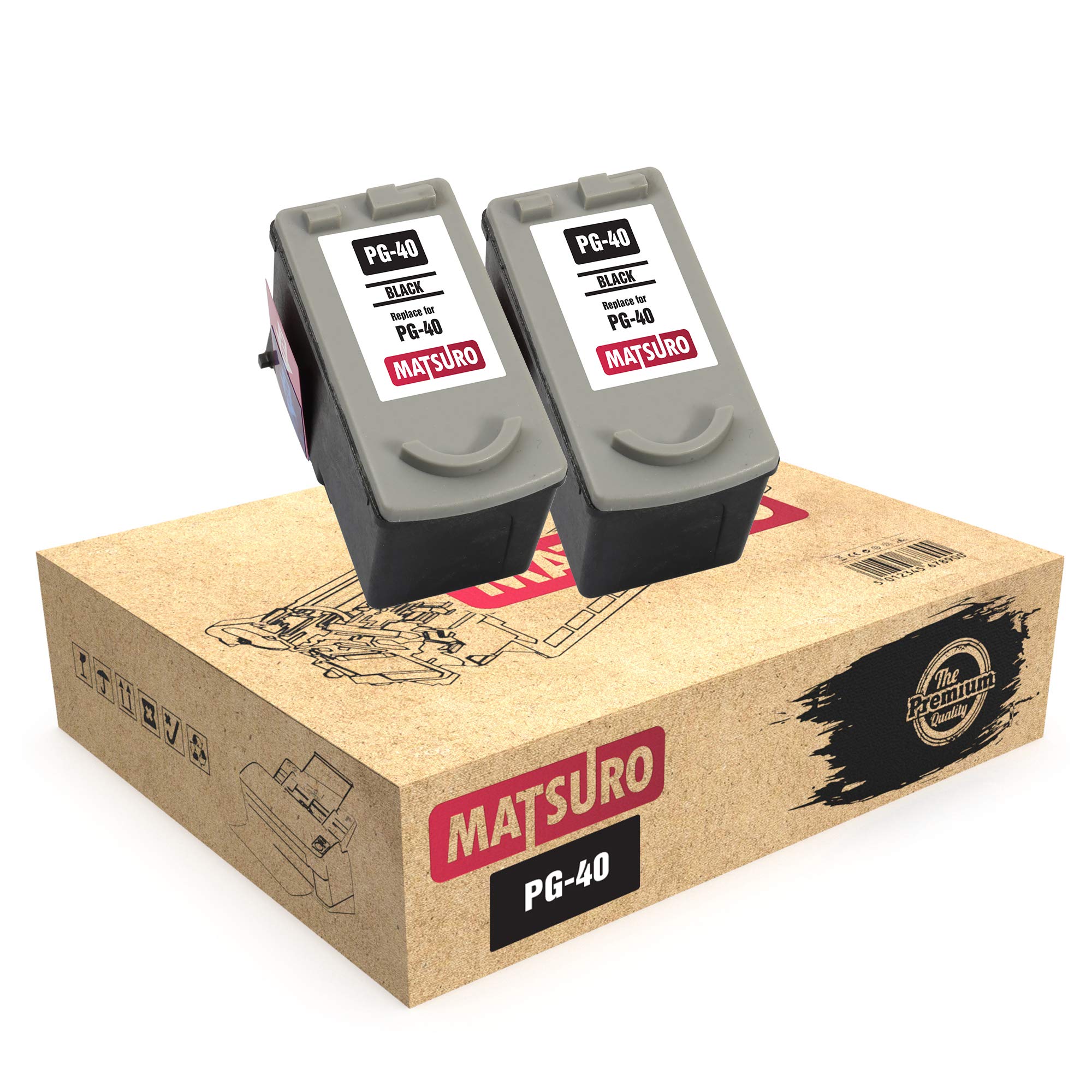Matsuro Original | Compatible Remanufactured Ink Cartridges Replacement for CANON PG-40 (2 BLACK)