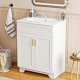 LDarqeer 24 Inch Bathroom Vanity with Ceramic Sink for Small Bathroom, Space-Saving Modern Farmhouse Sink Cabinet with Easy T