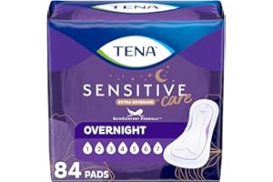 TENA Intimates Overnight Absorbency IncontinenceBladder Control Pad with Lie Down Protection Packaging May Vary, White, 84 Count