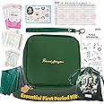 Essential Period Kit for Girls | First Period kit for Girls 10-12 | Period Bags for Teen Girls for School | First Period Gift with Sanitary Pad Storage Bag, Wipes, Period Tracker and More(Green)