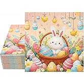 ibohr 50Pcs Easter Paper Napkins, Cute Bunny & Eggs Disposable Decorative Cocktail Napkins for Elegant Easter Party Supplies, Spring Table Decorations