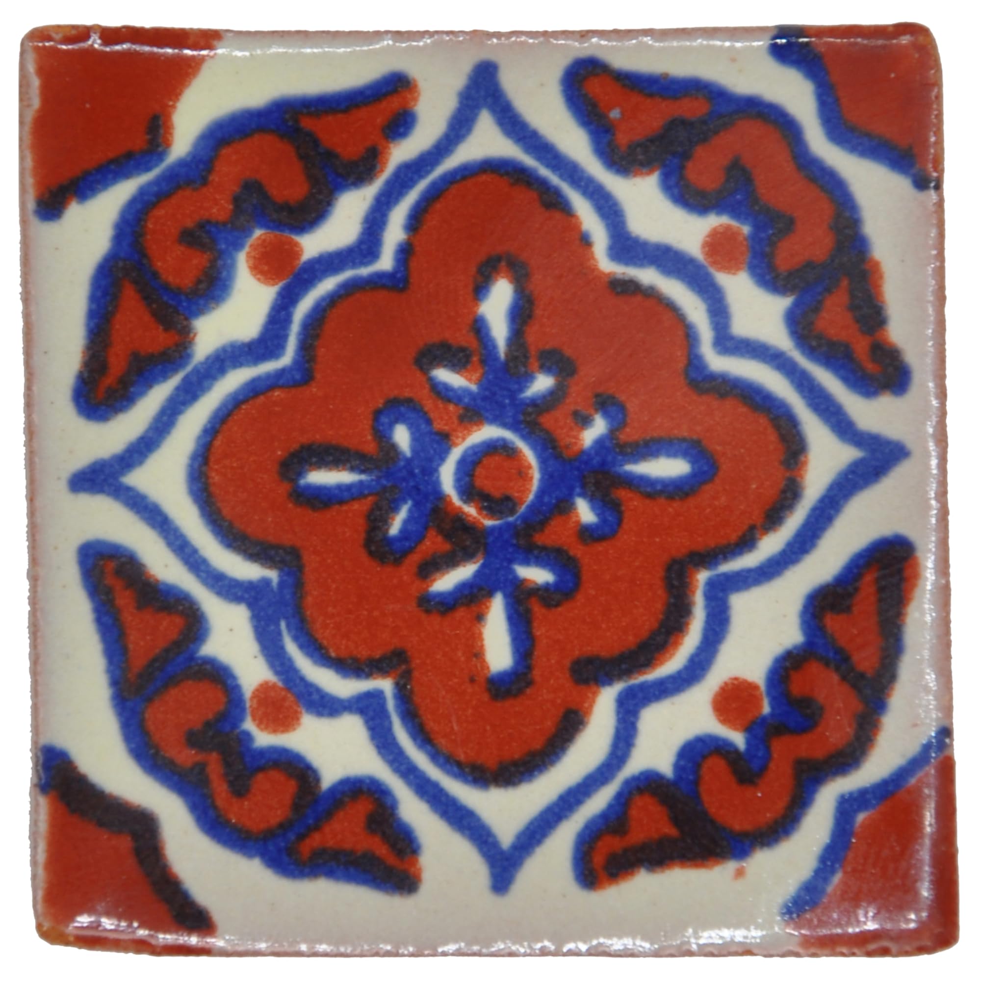 Tumia LAC Handmade Mexican Talavera Tile - Authentic Style Dani Ceramic Tiles for Crafts, Backsplashes and Home Improvement - 10 Pack