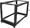 StarTech.com 12U Open Frame Server Rack - 4 Post Adjustable Depth (22" to 40") Network Equipment Rack w/ Casters/ Levelers/ Cable Management (4POSTRACK12U)