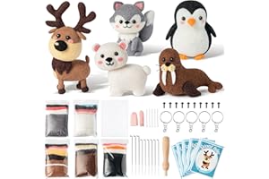 WATINC Needle Felting Kit - 5 Set Unique Different Cute Doll Wool Felt Needle Tools Foam Pad Instruction, DIY Home Decoration Craft Party Supplies for Art Work Starter Beginners (Polar Animal)