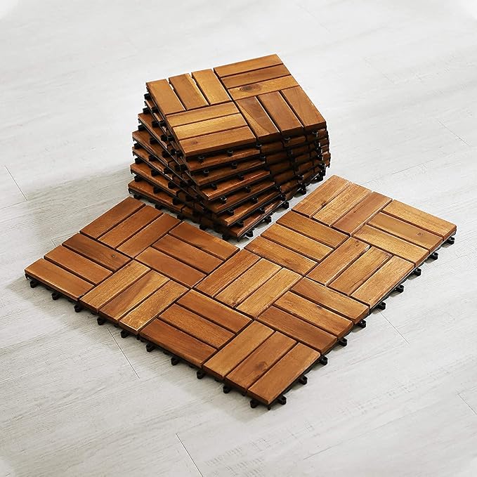 Caajib Decor's Hardwood Interlocking Flooring Deck Tiles Solid Wood