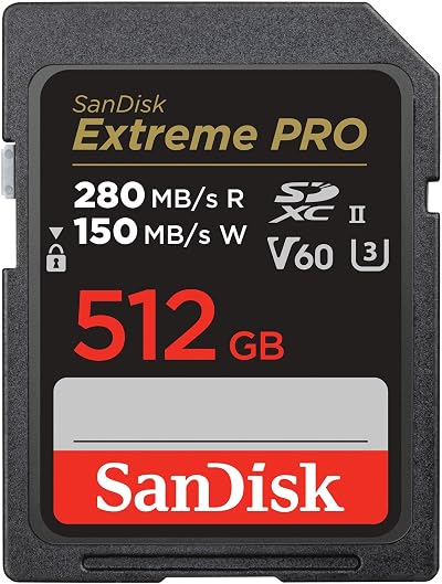 SanDisk 512GB Extreme PRO SDXC UHS-II V60 U3 280MB/s 6K/4K Pro Card