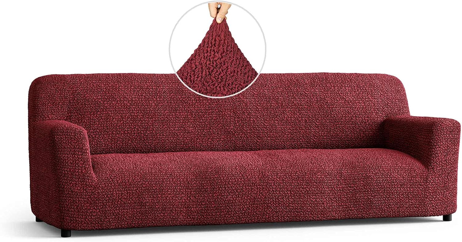 Couch Cover - Sofa Cover - Sofa Slipcover - Soft Polyester Fabric Slipcover - 1-Piece Form Fit Stretch Stylish Furniture Cover - Microfibra Collection - Bordeaux (Sofa)