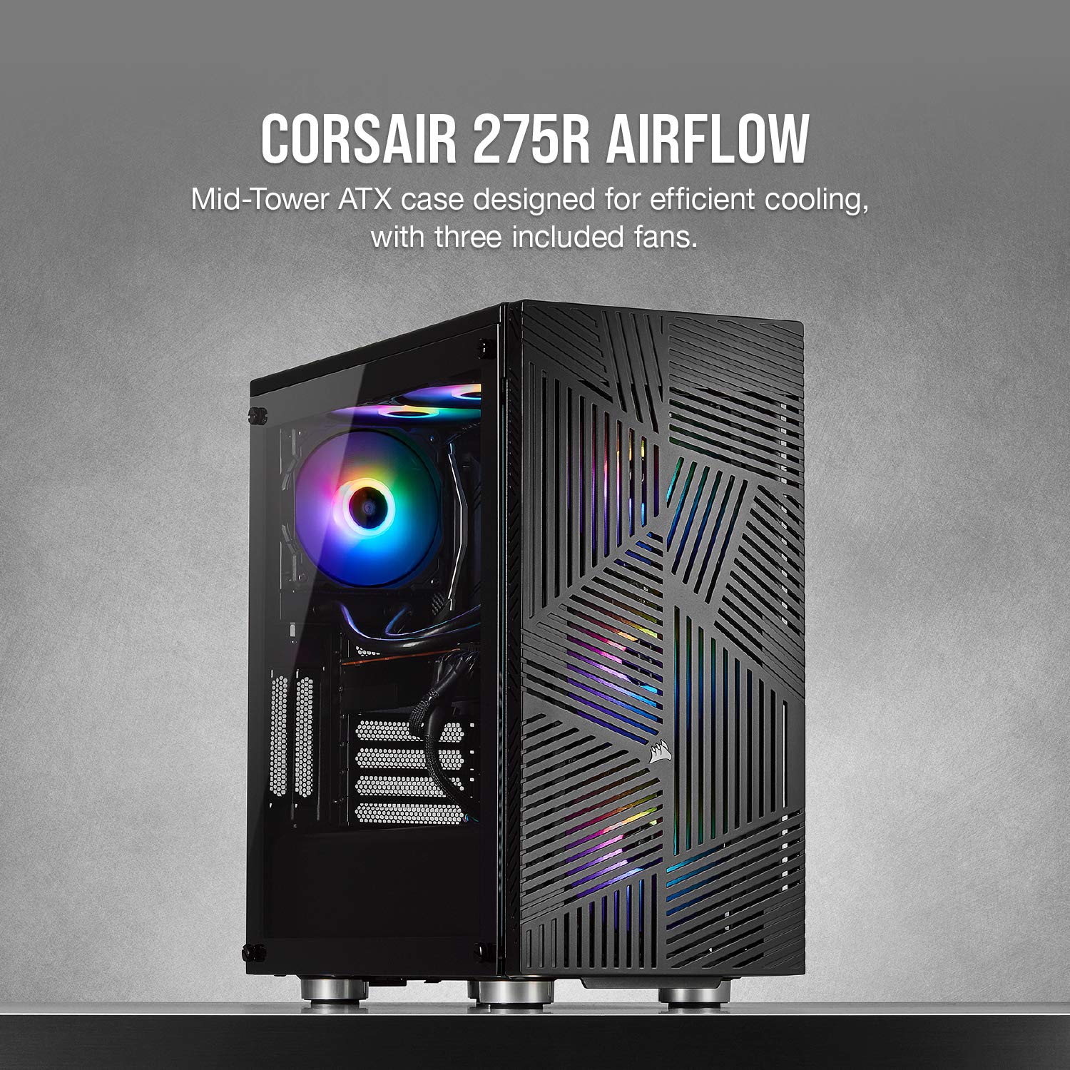 275R Airflow Tempered Glass Mid-Tower Gaming Case, Black