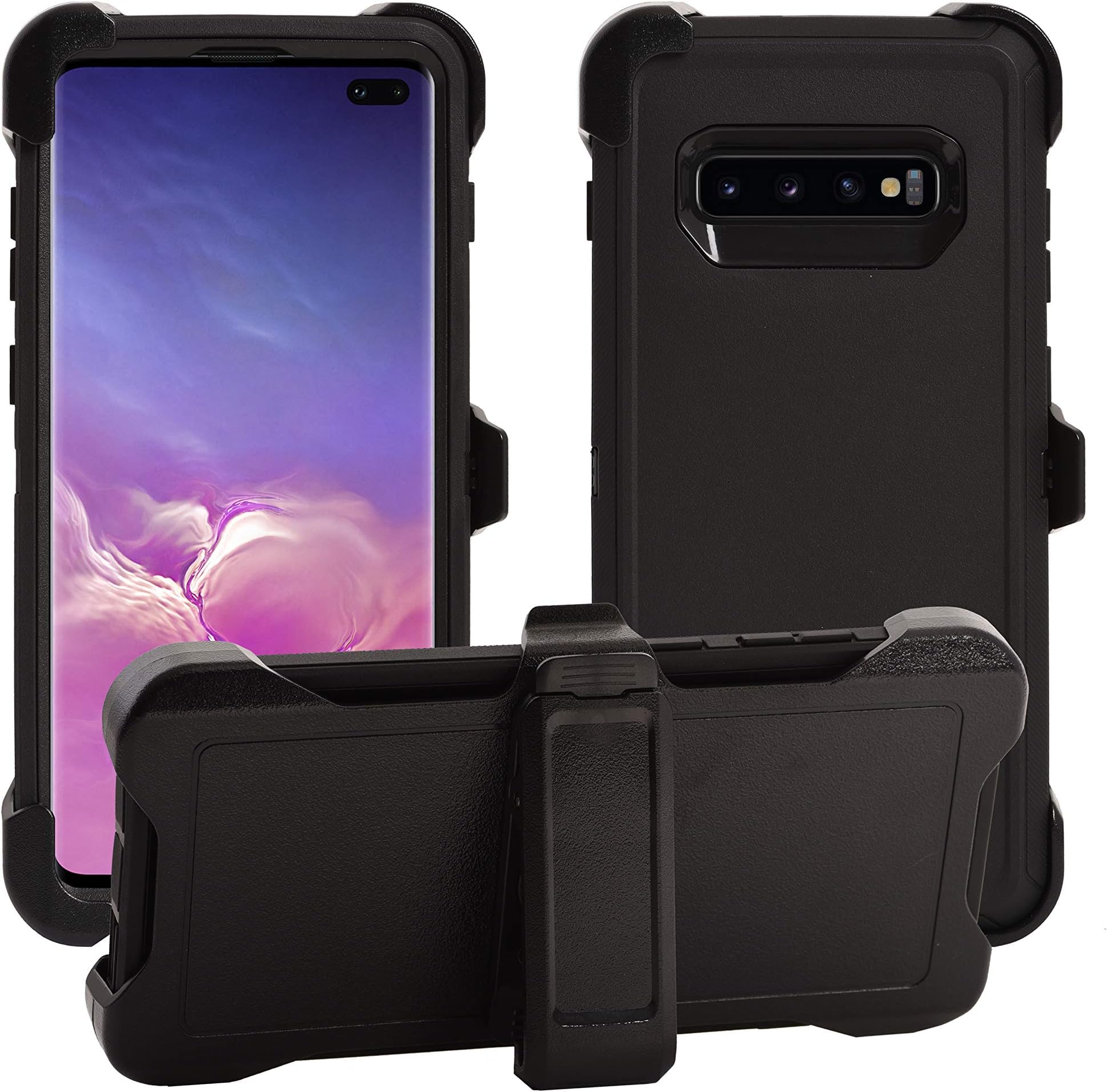 AlphaCell Cover Compatible with Samsung Galaxy S10 Plus / S10+ (Only) | Holster Case Series | Military Grade Protection with Carrying Belt Clip | Protective Drop-Proof Shock-Proof | Black/Black