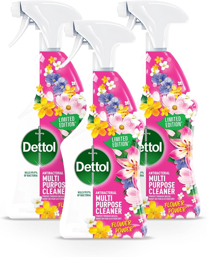 Dettol Flower Power Antibacterial Cleaning Spray 750ml Floral Pack of 3