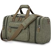 Gonex Canvas Duffle Bag for Travel 50L Duffel Overnight Weekender Bag (Army Green)