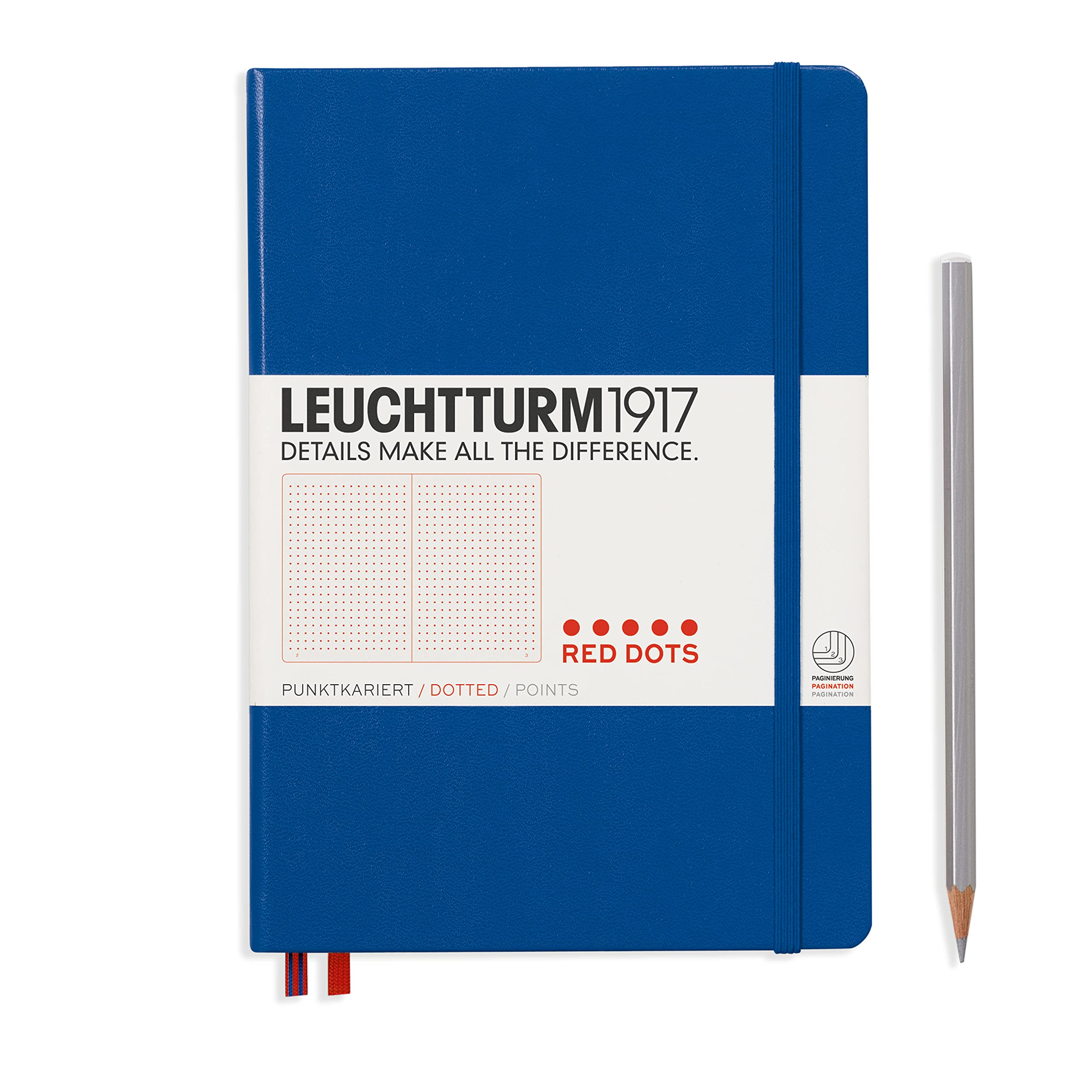 LEUCHTTURM1917 (357698) 357698 Red Dots Notebook Medium (A5), Dotted, Royal Blue