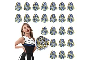 DILIBRA 24 Pcs Metallic Cheerleading Pom Poms for Kids, Cheerleaders Cheer Pom Poms with Baton Handle, Cheering Squad Hand Flower for Adults Team Spirit Sports Game Dancing Party