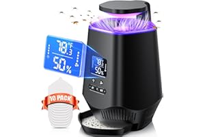 Fooxem Fruit Fly Traps for Indoors, Smart Flying Insect Trap with Temperature and Humidity Sensor, Bug Catcher Ligth for Home House Plants Gnats Moths Mosquitos Pest Control with Sticky Boards