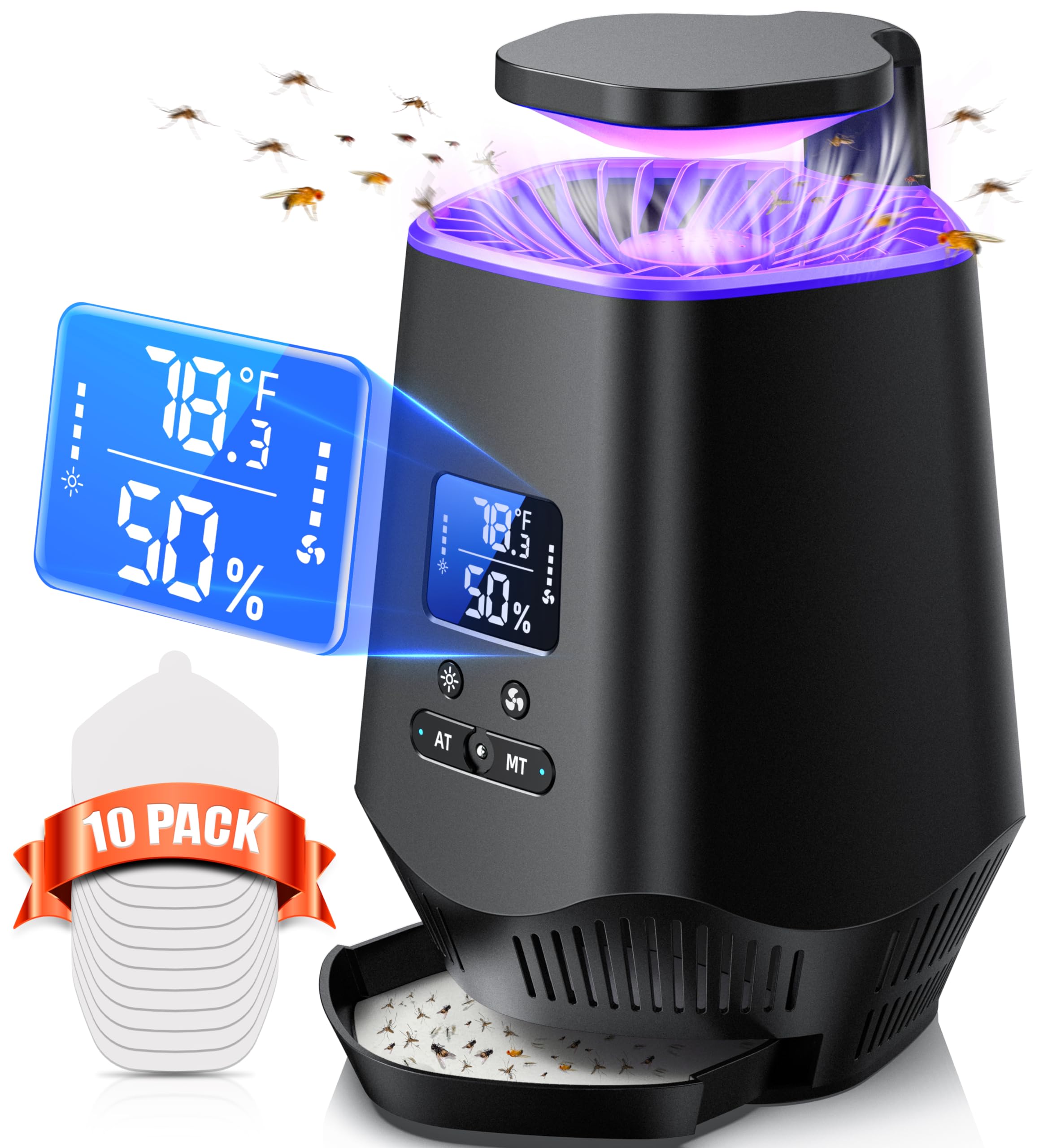 Photo 1 of Fruit Fly Traps for Indoors, Fly Trap Indoor Gnat Traps for House Indoor, Effective Fruit Fly Traps Bug Zapper Mosquito Trap for House Plant Pest Control with 10 PCS Refills BK