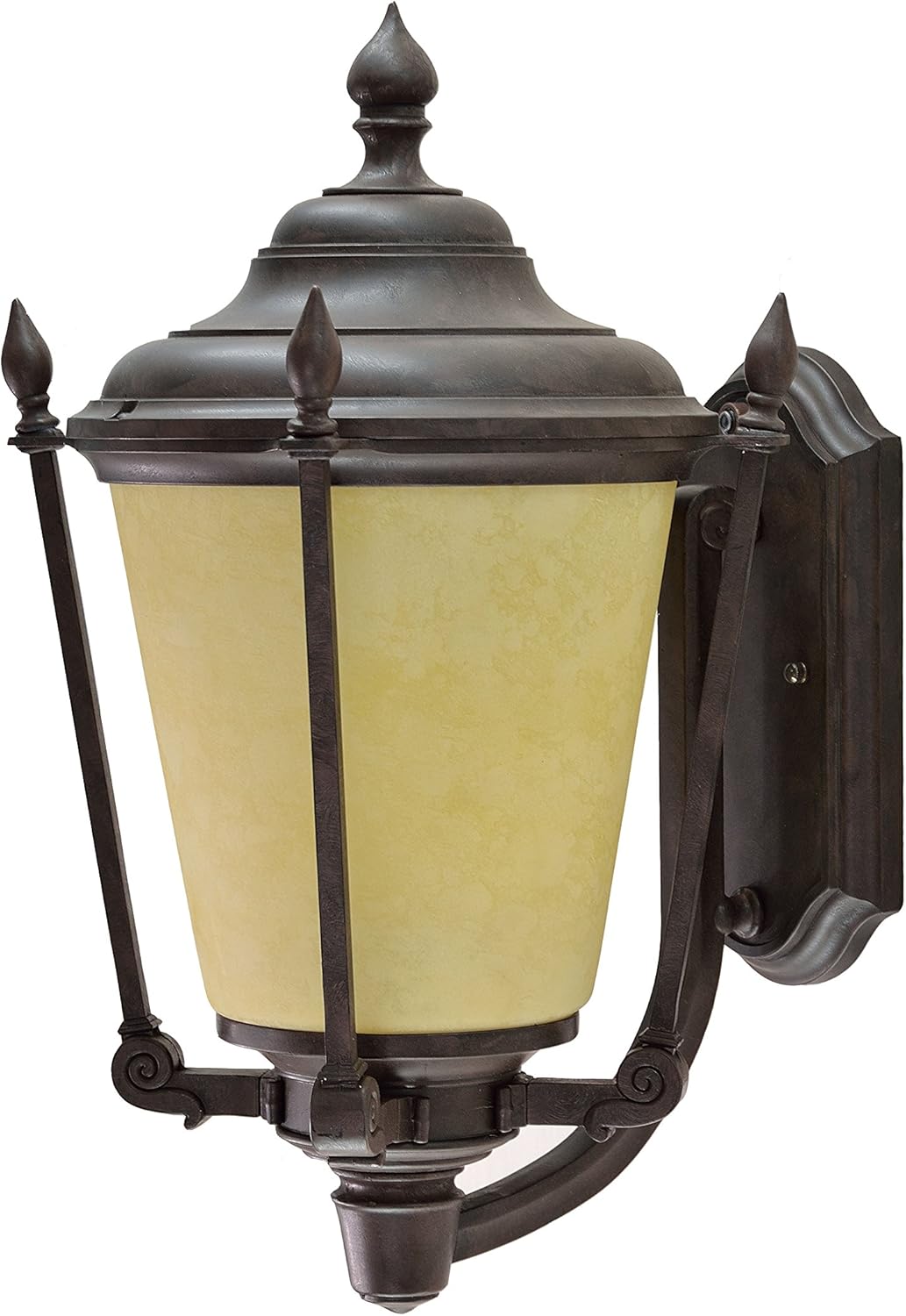 Aspen Creative 60006 1 Light Medium Outdoor Wall Light Fixture with Dusk to Dawn Sensor, Transitional Design in Antique Bronze, 14 1/4