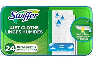 Swiffer Sweeper Wet Mopping Cloth Refills for Floor Mopping and Cleaning, Multi-Surface Floor Cleaner, Fresh Scent, 24 count