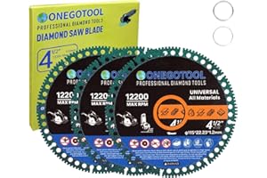 ONEGOTOOL 4-1/2 inch Indestructible Cutting Discs for Angle Grinder 7/8" Blades Cut Off Wheels Diamond Tool Metal rebar Porcelain Tile Granite Marble Smooth Cutter (3pcs)