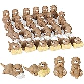 LIGHUFEIC 24 Pcs Miniature Otters Figurines Small Otter Toys for Decorative Garden Moss Landscapes,Fairy Gardens, Dollhouses,Birthday Cake Toppers,Cute Animal Shaped Statues & Cartoon Crafts