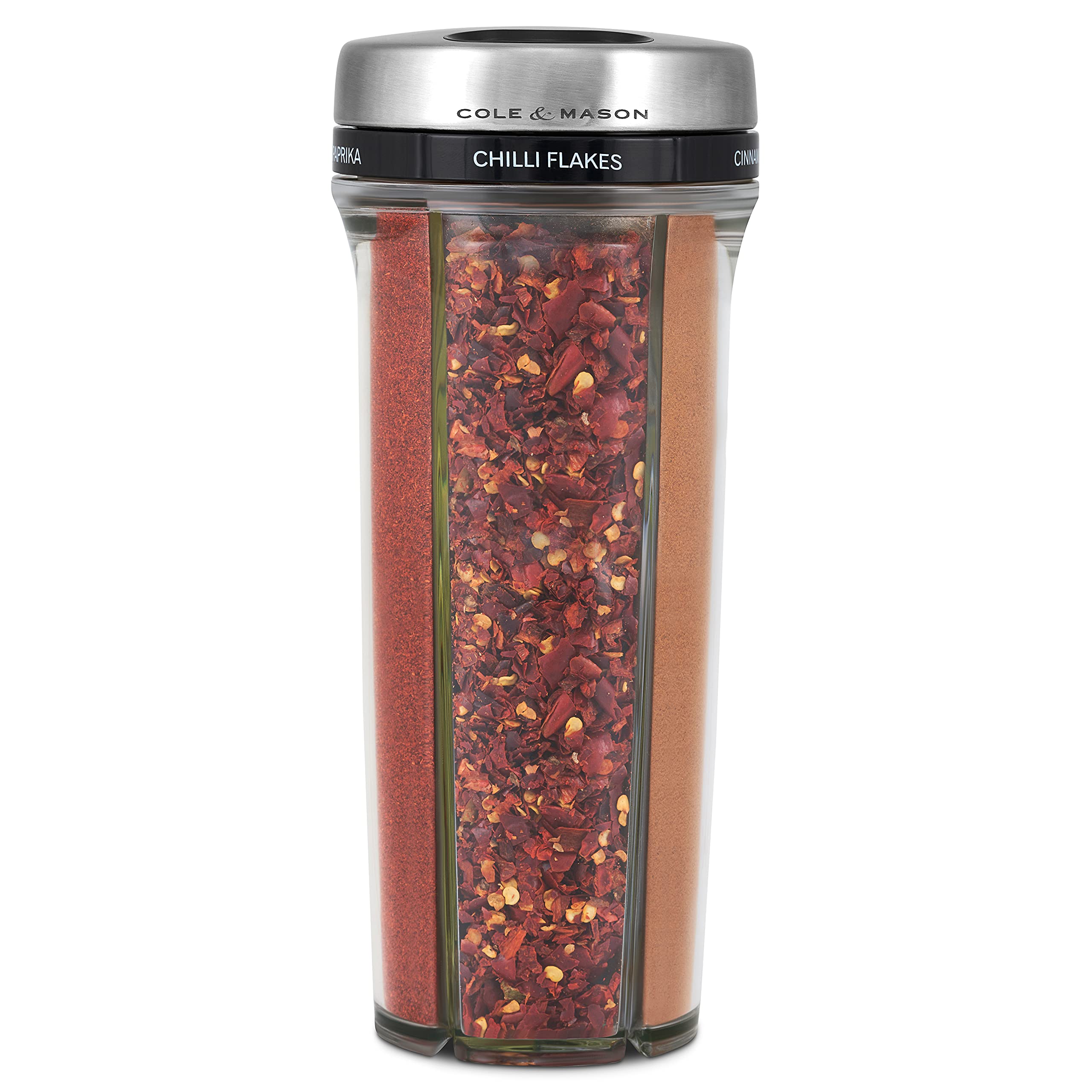 Cole & Mason Saunderton Herb and Spice Storage Jar and Shaker with Spices Included, Adjustable Multi-Use Seasoning Dispenser with Precision Pour Control