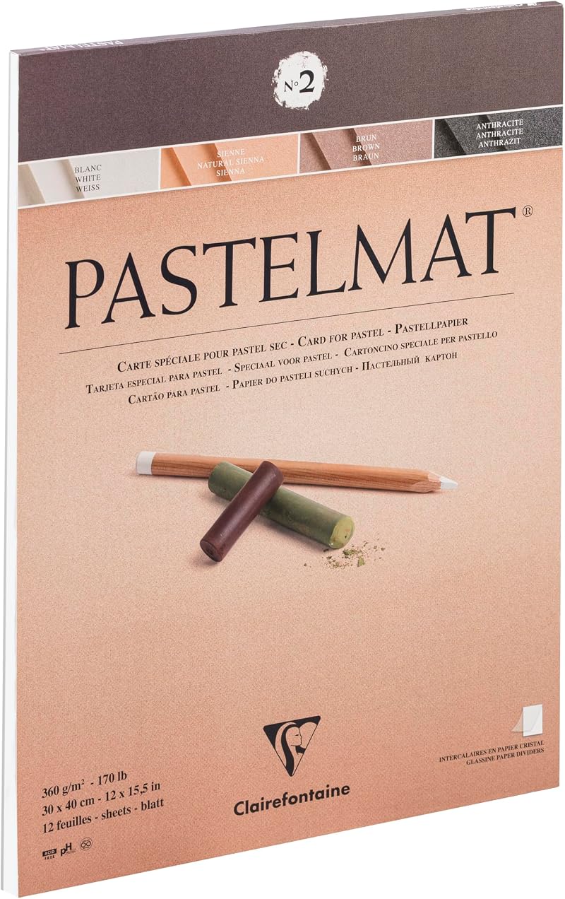 Clairefontaine Pastelmat Pad 30x40cm 12 Sheets 360gsm No.2 Assorted Colours