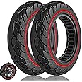 Felixstory 10x2.125 Tubeless Solid Tire Fit for Ninebot F25/ F30/ F40/ F65/ D40X/ D18W/ D28U/ D38U Hiboy S2 Pro Max Gotrax G4 Turboant 7X Pro Inflatable 10 inch Pneumatic Tire Replacements, Red 2PCS