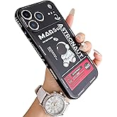 Yonds Queen for iPhone 17 Pro Cute Case, Cool Cartoon Astronaut Space Mars Rocket Design Stylish Bumper TPU Rubber Protective Anti-Slip Shockproof Fashion Case(Black, iPhone 17 Pro)