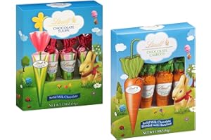 Lindt Chocolate Easter Variety Pack - One Pack of Chocolate Tulips and One Pack of Chocolate Carrots - Smiling Sweets - Great Addition to Easter Baskets