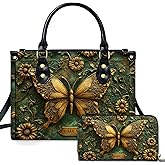 Personalized Butterfly Leather Handbag – Gothic Moon Bag with Adjustable Strap and Matching Witchcore Purse for Women