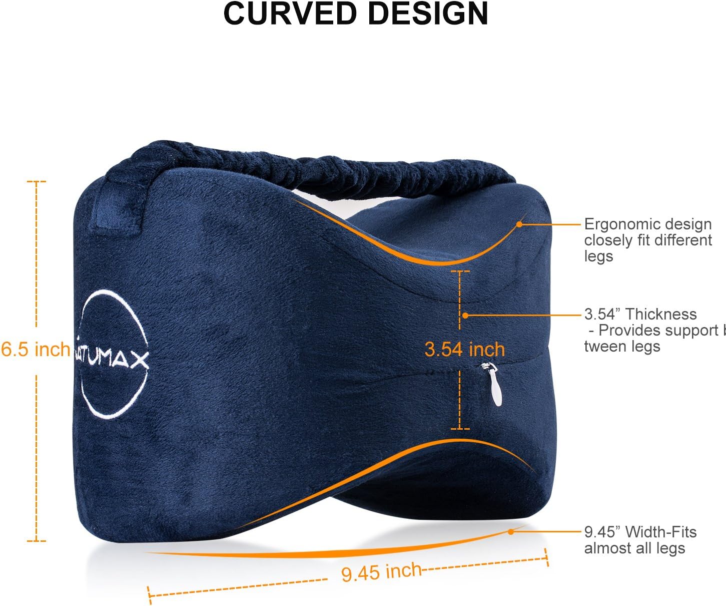 NATUMAX Knee Pillow for Side Sleepers - Sciatica Pain Relief - Back Pain, Leg Pain, Pregnancy, Hip and Joint Pain Memory Foam Leg Pillow + Free Sleep Mask and Ear Plugs: Home & Kitchen